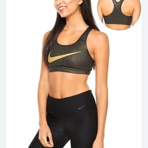 Nike Women's Metallic Black and gold  Sports Bra